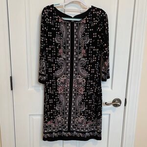 White House Black Market Black and Pink Paisley Dress